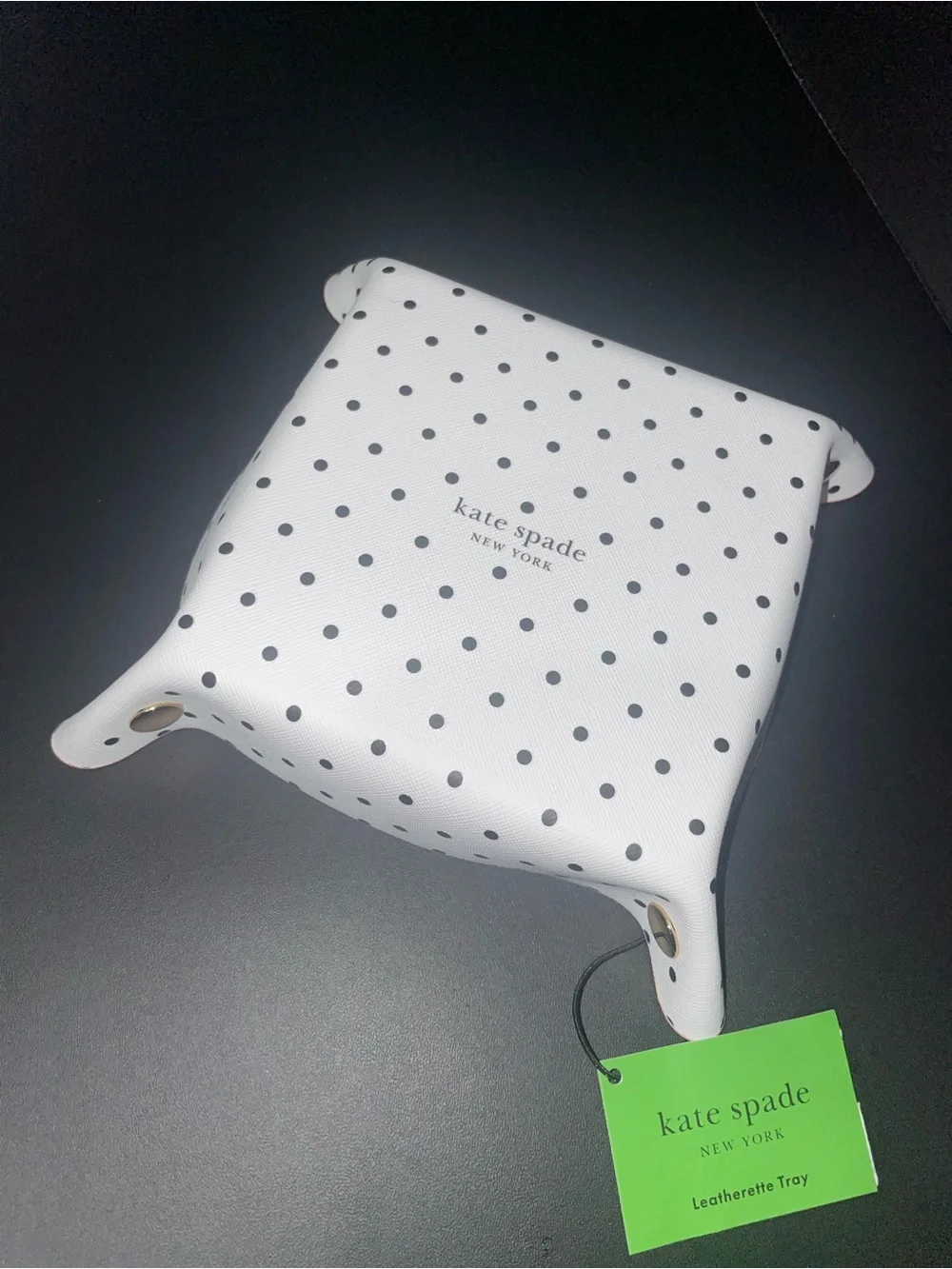 Kate Spade initial letter K Polka Dot Leatherette Tray